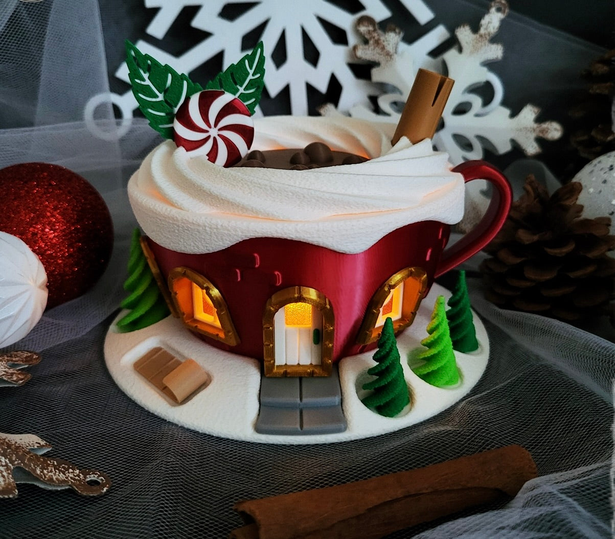 Elegant Christmas mug house – your bright & festive winter decoration! ☕🏠
