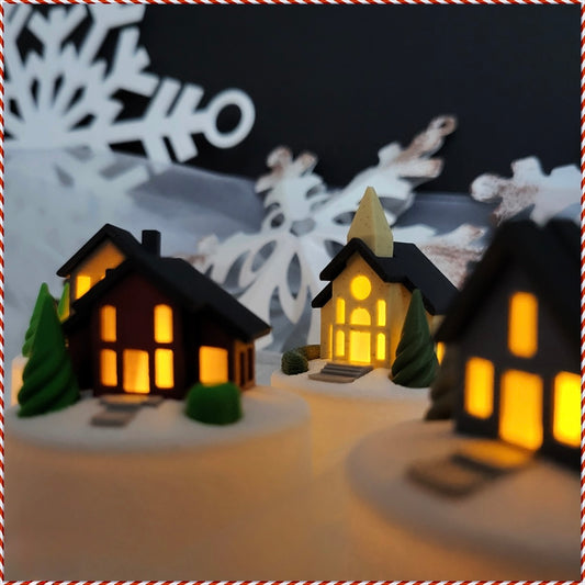 Mini Winterdorf Teelichthalter – 5 zauberhafte Haus-Designs zur Auswahl!