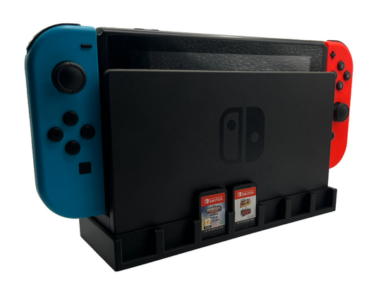 Nintendo Switch Dock Spielhalter – Minimalistische 3D-Druck Erweiterung für 7 Spiele – Praktische Aufbewahrung direkt an der Dockingstation