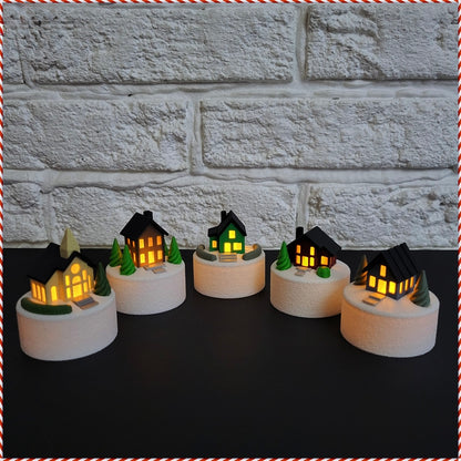 Mini Winterdorf Teelichthalter – 5 zauberhafte Haus-Designs zur Auswahl!