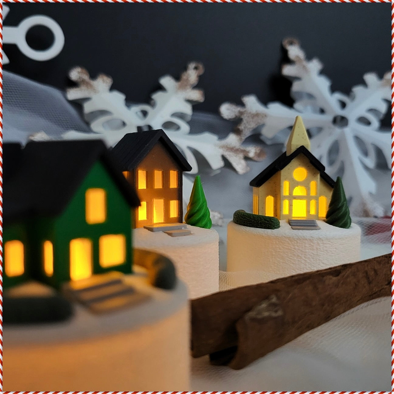 Mini Winterdorf Teelichthalter – 5 zauberhafte Haus-Designs zur Auswahl!