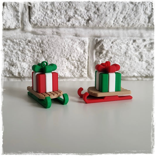 Christbaumschmuck "Geschenke-Schlitten" | Mini-Anhänger