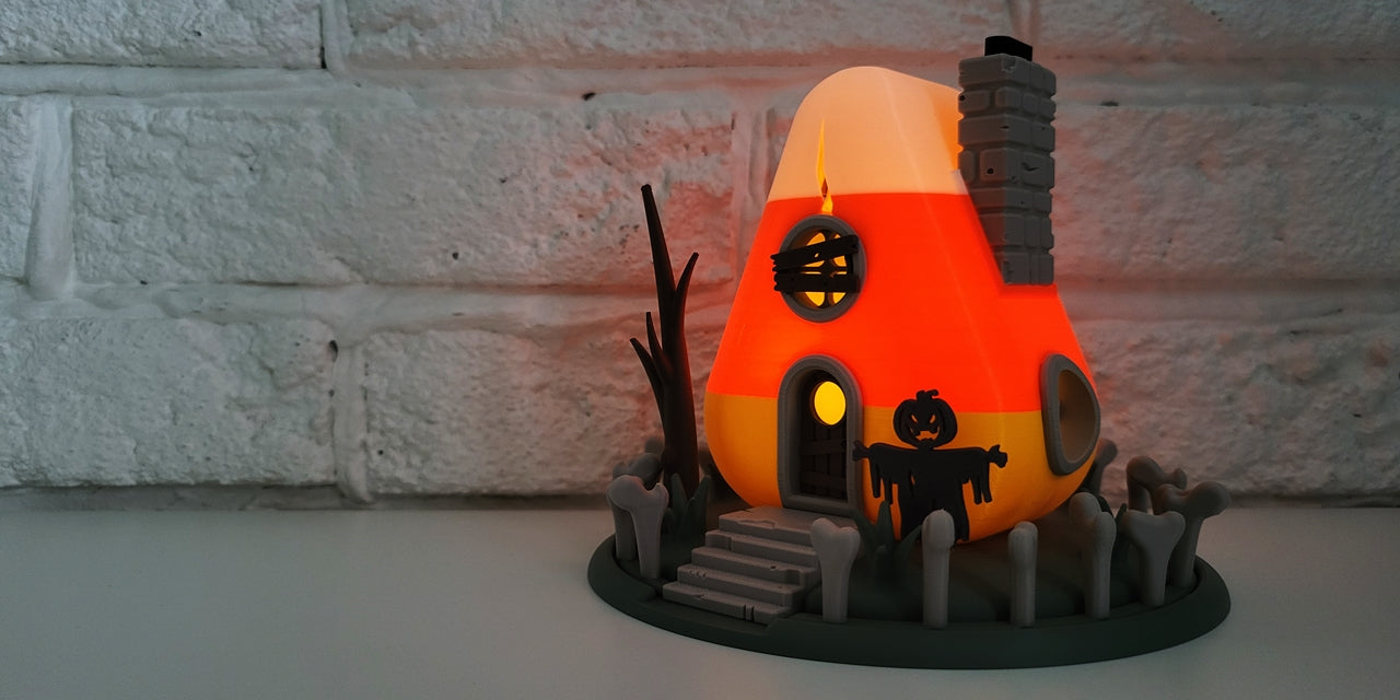 Halloween "Candy Corn" House – Your spookily sweet tealight decoration! 🍬🎃