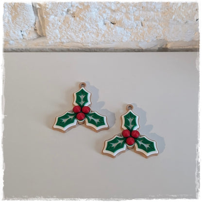 Christbaumschmuck "Stechpalmen-Zweig" (2er-Set) | Anhänger Weihnachten