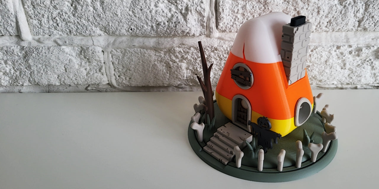 Halloween "Candy Corn" House – Your spookily sweet tealight decoration! 🍬🎃