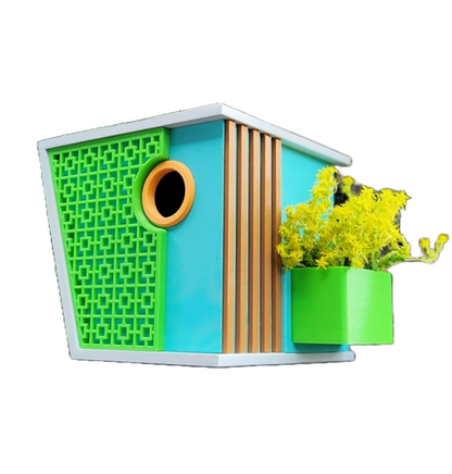 Vogelhaus "Geometrischer Garten-Chic" – Dein modernes Zuhause für gefiederte Trendsetter!