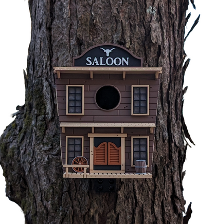 Birdhouse "Wild West Saloon" – Your home for feathered cowboys! 🤠🐦