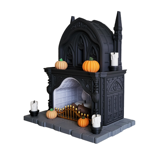 Gotischer Halloween-Kamin – Deine leuchtende Grusel-Dekoration!