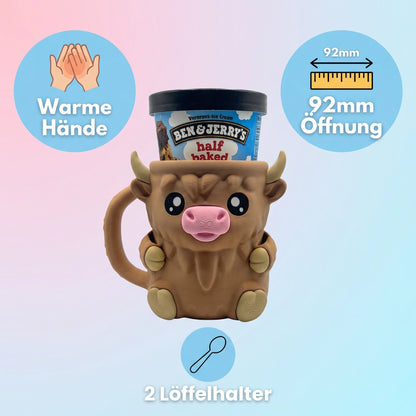 Hochlandrind Eisbecher-Halter | 3D-Druck | Nie wieder kalte Hände