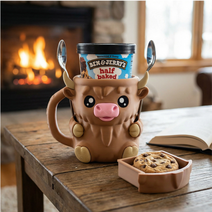 Hochlandrind Eisbecher-Halter | 3D-Druck | Nie wieder kalte Hände