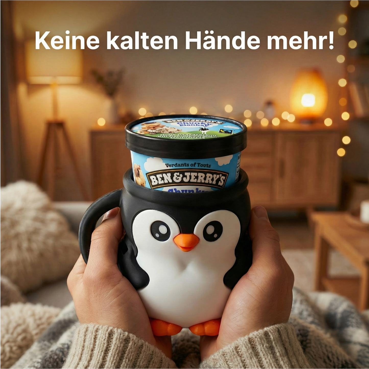 Pinguin Eisbecher-Halter für Ben & Jerry's | 3D-Druck | Nie wieder kalte Hände